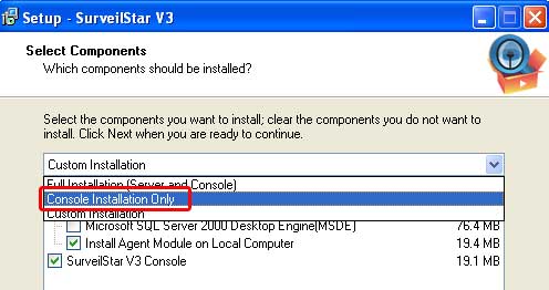 Choose console installation only
