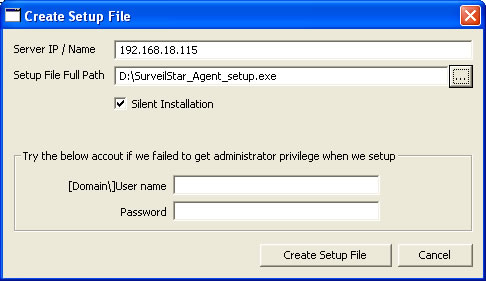 Erstellen Sie SurveilStar Überwachung Agent Setupdatei