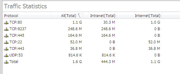 Network traffic monitoring software, traffic statistics