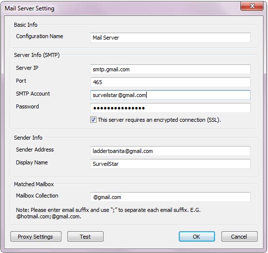 Example of Mail Server Setting