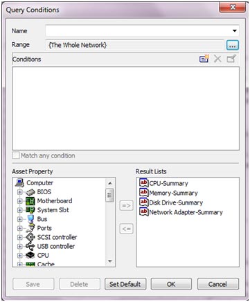 Example of Hardware Query Conditions