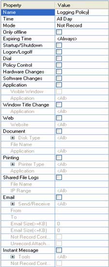 Logging Policy Property