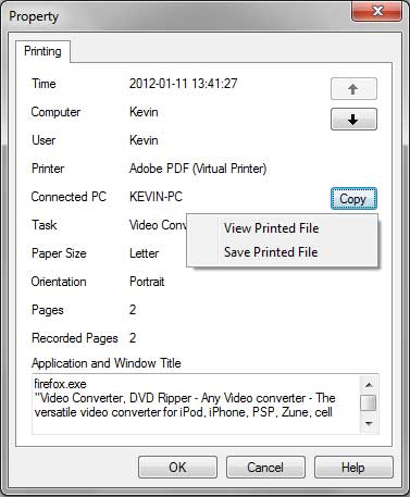 View Printing Log Property to know detailed printing information