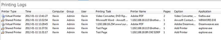 Search Printing Logs and Track Printer Usage